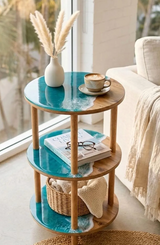 Ocean Resin Wooden 3-Tier Side Table