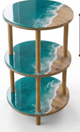 Ocean Resin Wooden 3-Tier Side Table