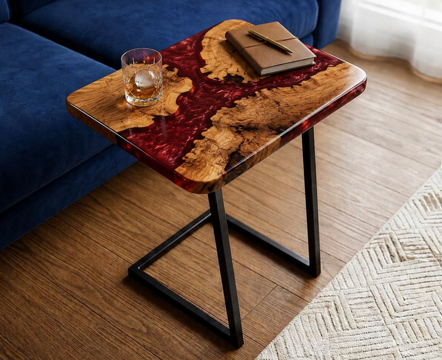 Luxury Epoxy Resin Wooden Side Table
