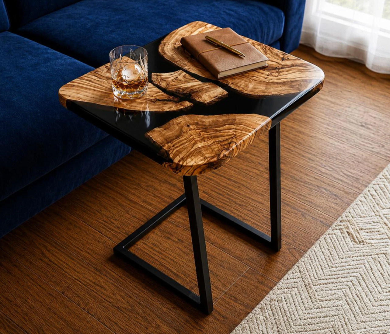 Luxury Epoxy Resin Wooden Side Table
