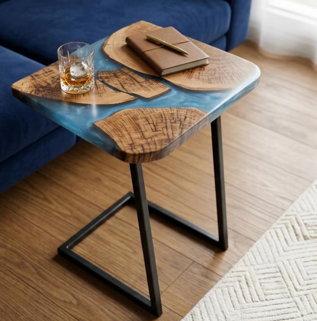 Luxury Epoxy Resin Wooden Side Table