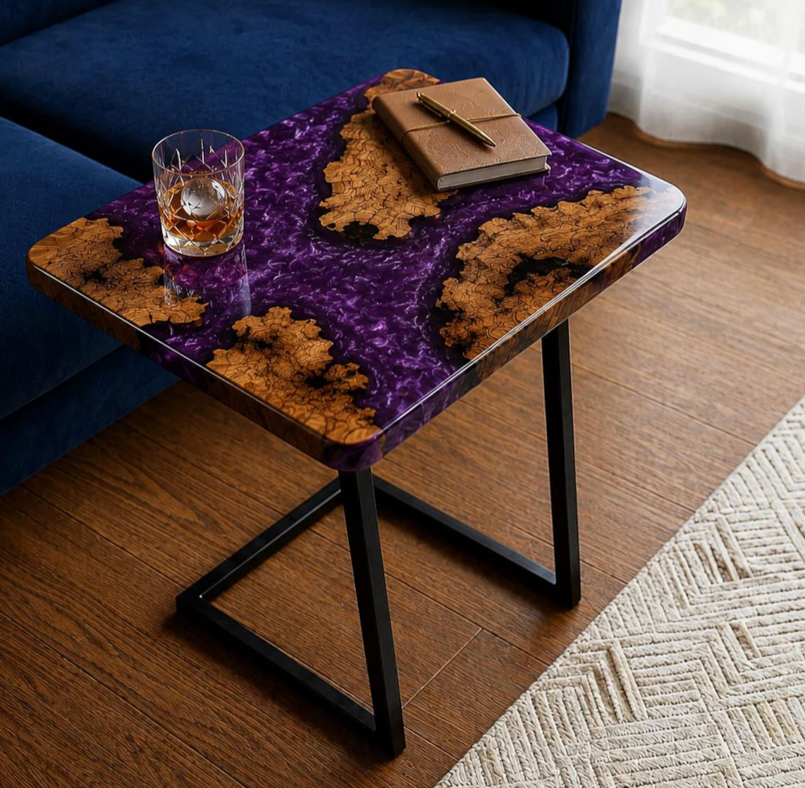 Luxury Epoxy Resin Wooden Side Table