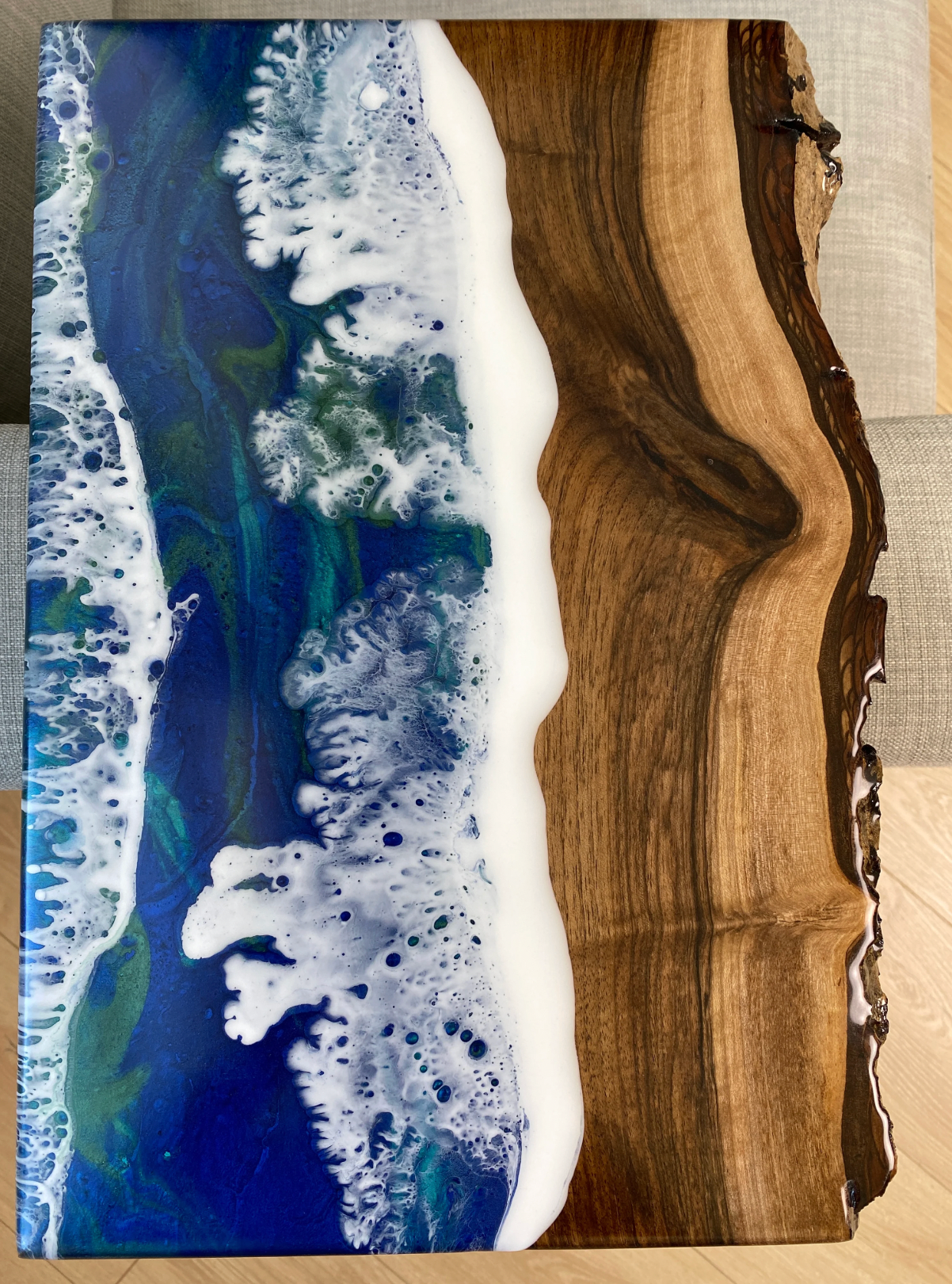 Live Edge Ocean Resin Wooden Side Table