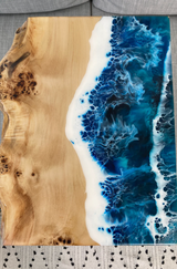 Live Edge Ocean Wave Resin Wooden Side Table