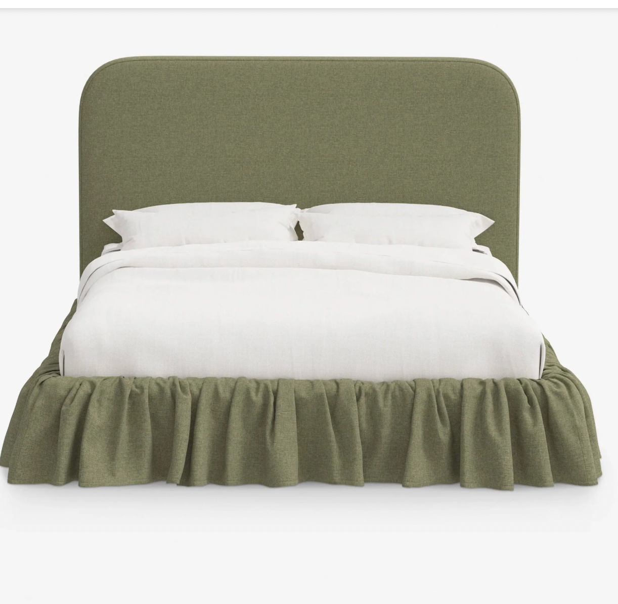 Olive Ruffle Upholstered Bed