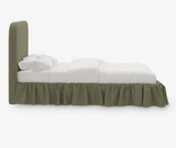 Olive Ruffle Upholstered Bed
