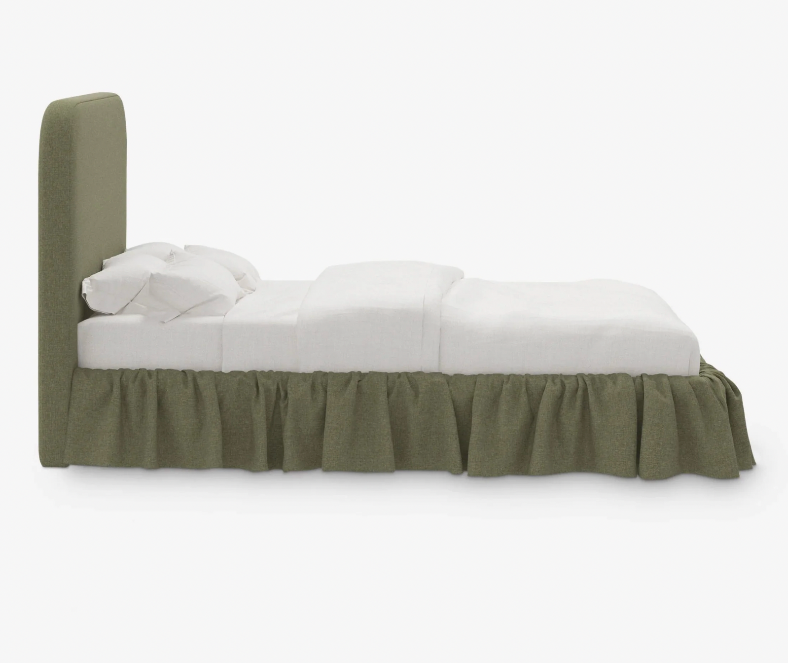 Olive Ruffle Upholstered Bed