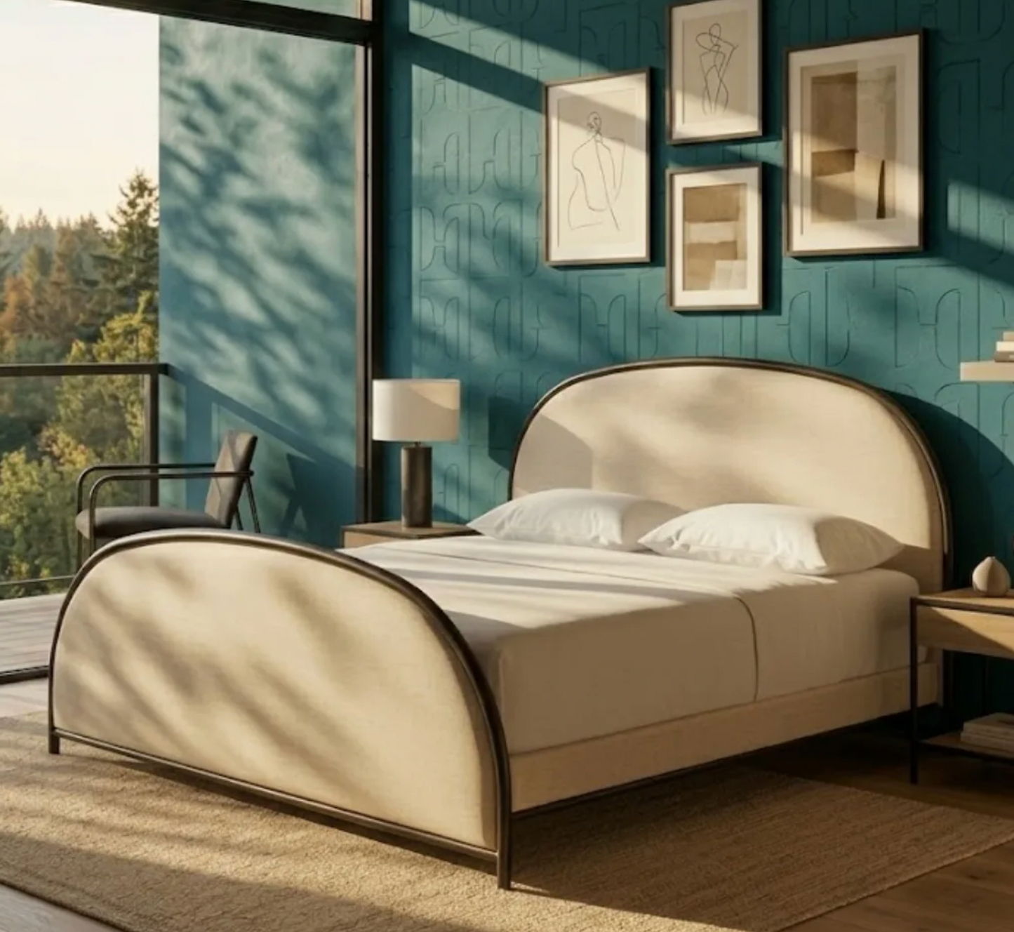 Ivory Arch Upholstered Bed