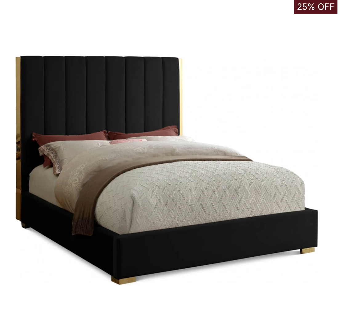 Noir Panel Upholstered Bed