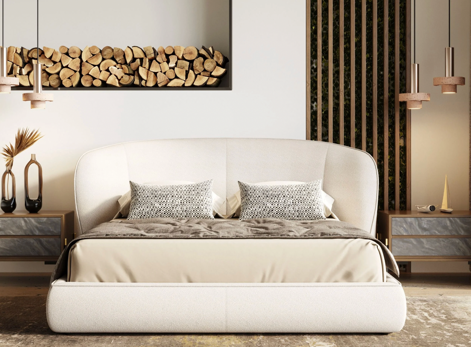 Aurora Curve Upholstered Bed