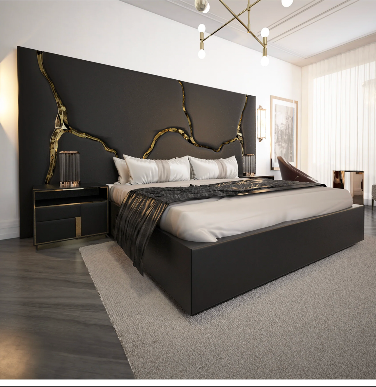 Obsidian Luxe Panel Bed