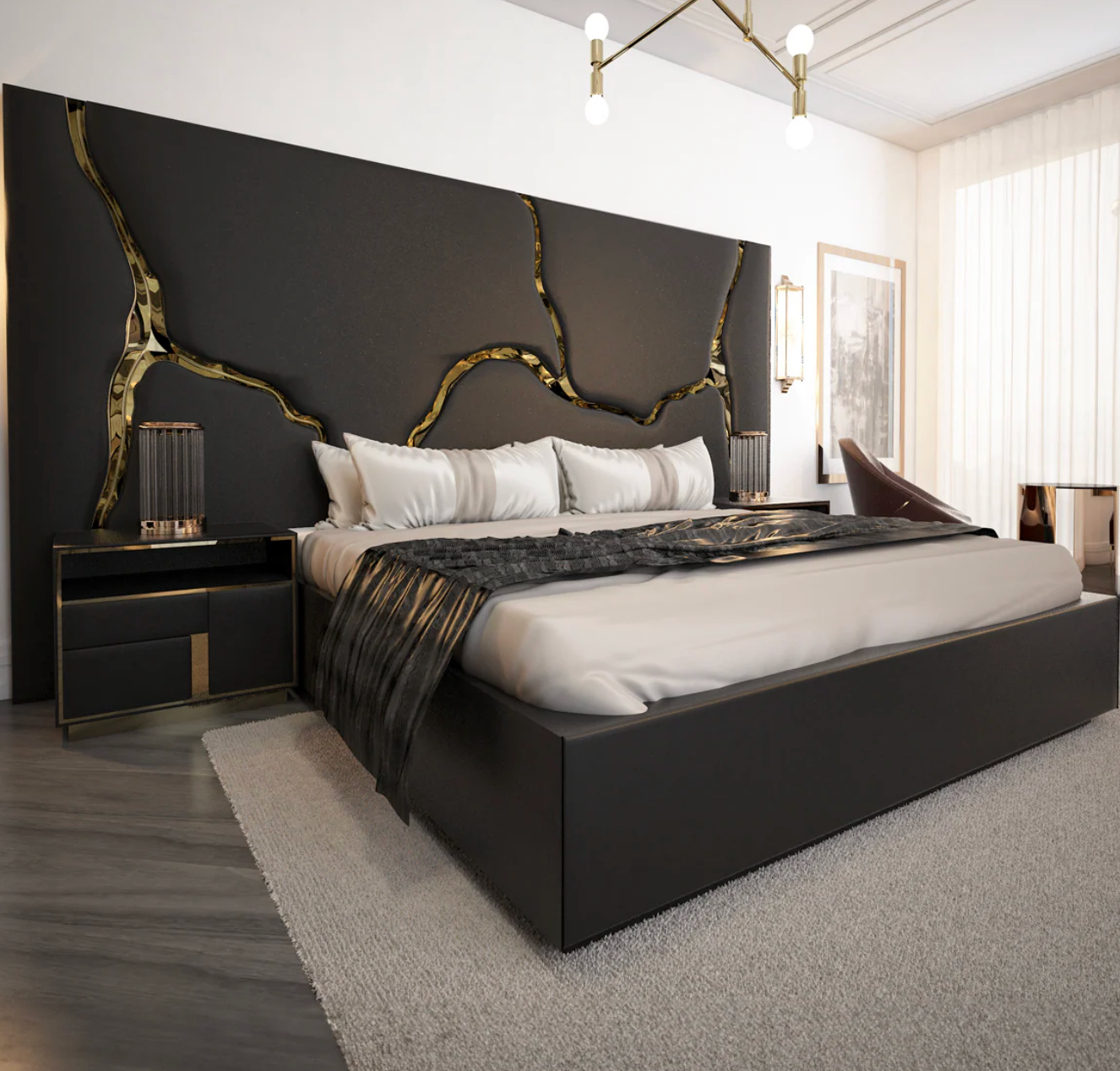 Obsidian Luxe Panel Bed