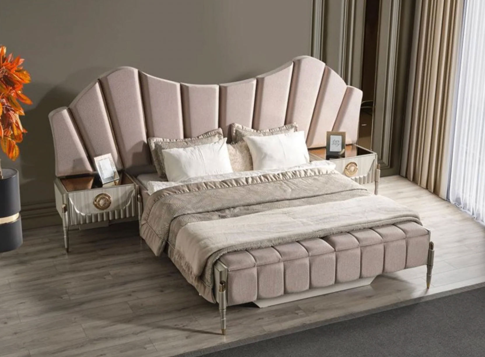Celeste Fan Upholstered Bed
