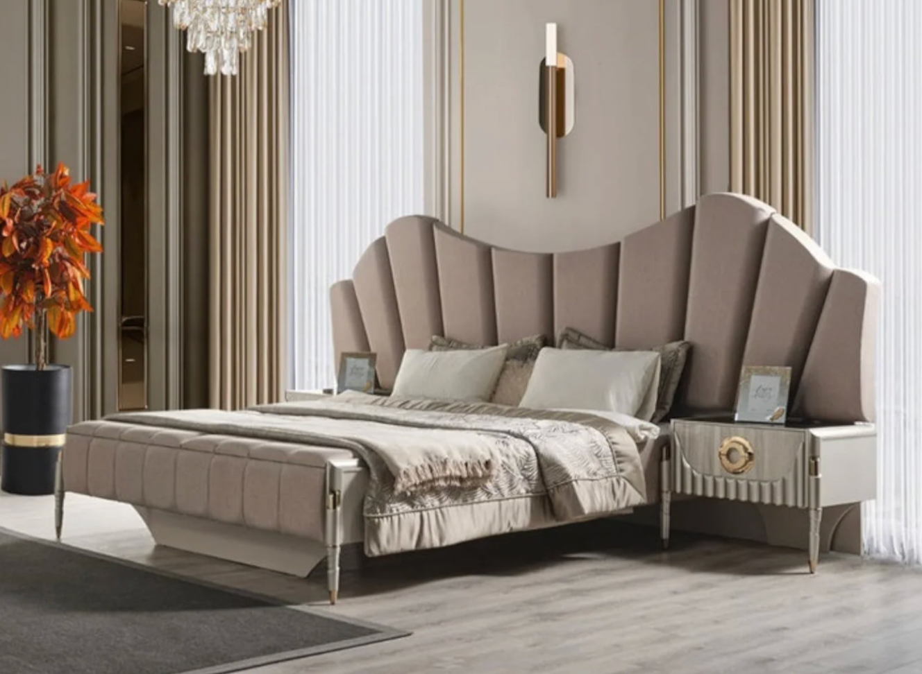 Celeste Fan Upholstered Bed