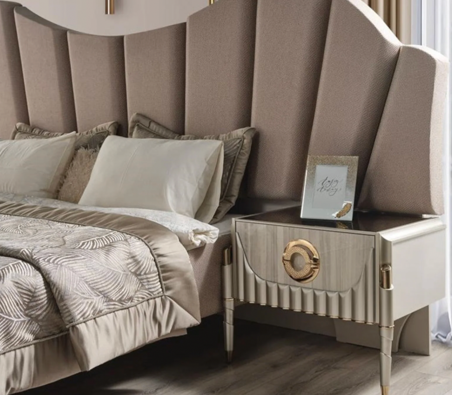 Celeste Fan Upholstered Bed