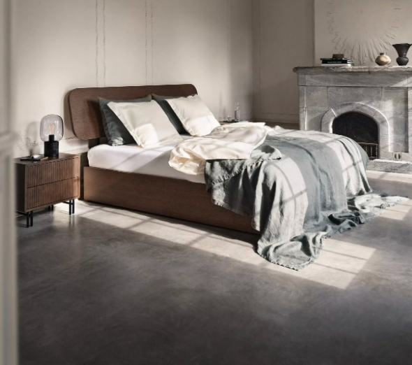Element bed, bed-mounted headboard, with slats,