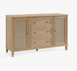 Natural Wood Rattan Sideboard Cabinet