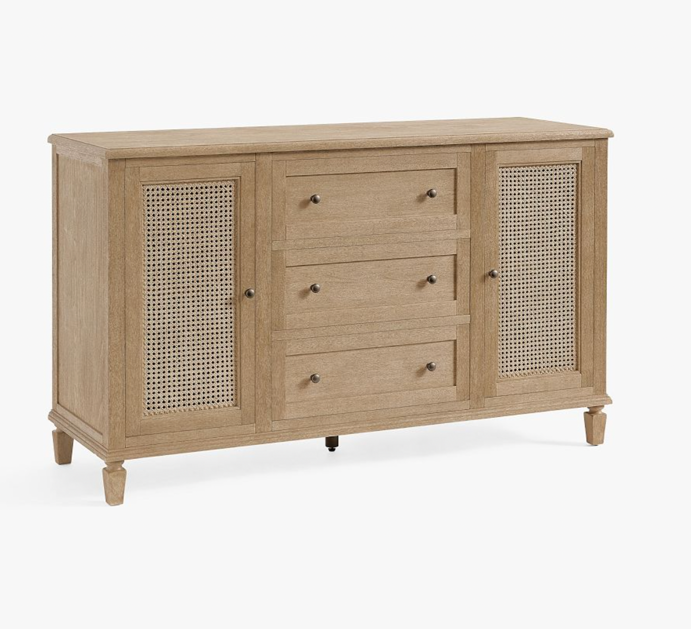 Natural Wood Rattan Sideboard Cabinet