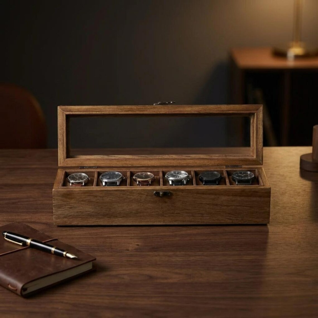 Glass Lid Watch Box