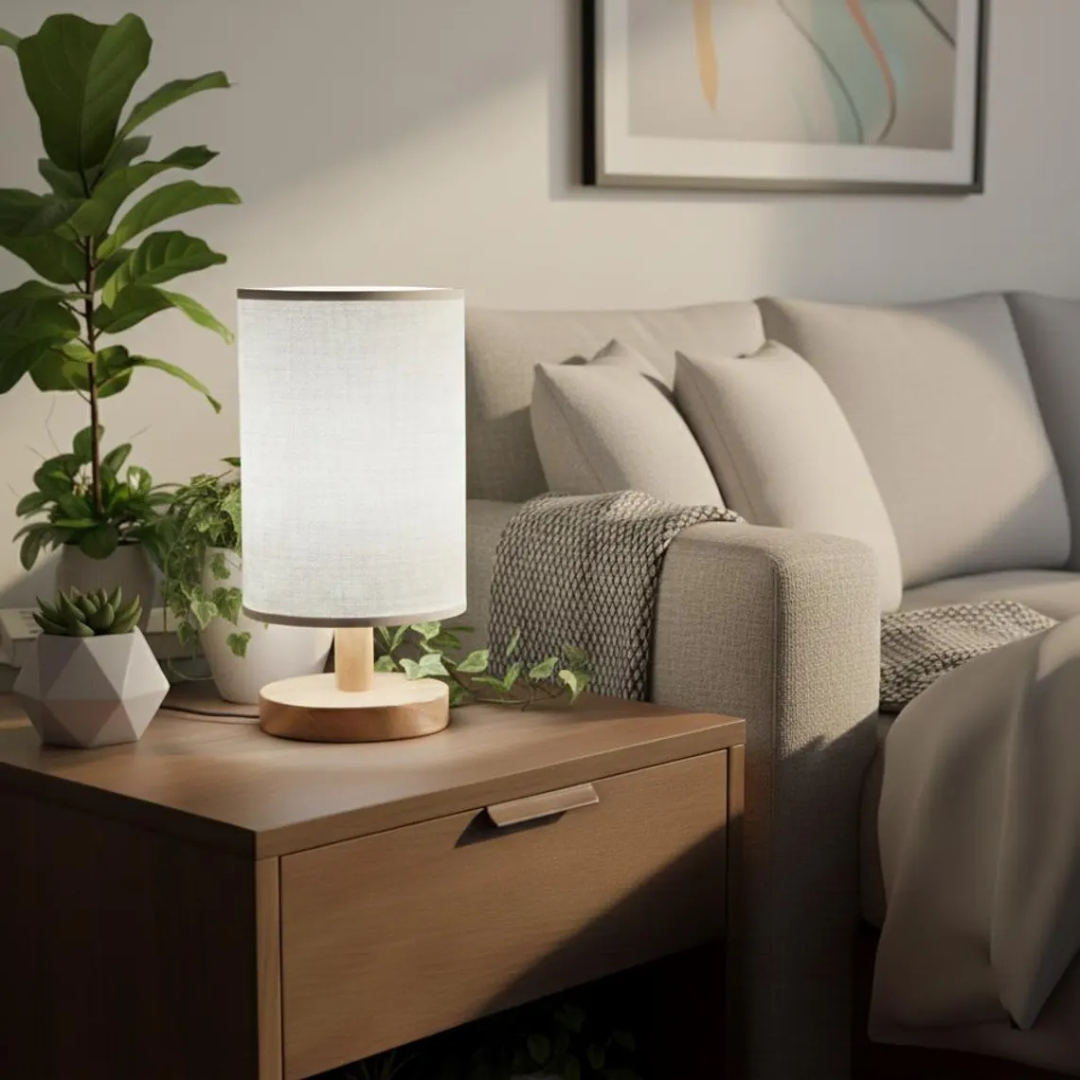 Minimalist Wooden Bedside Lamp,