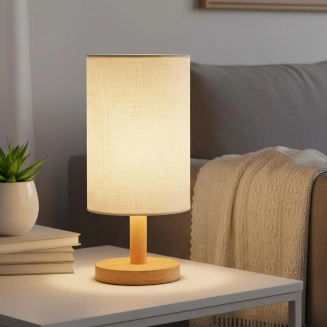 Minimalist Wooden Bedside Lamp,