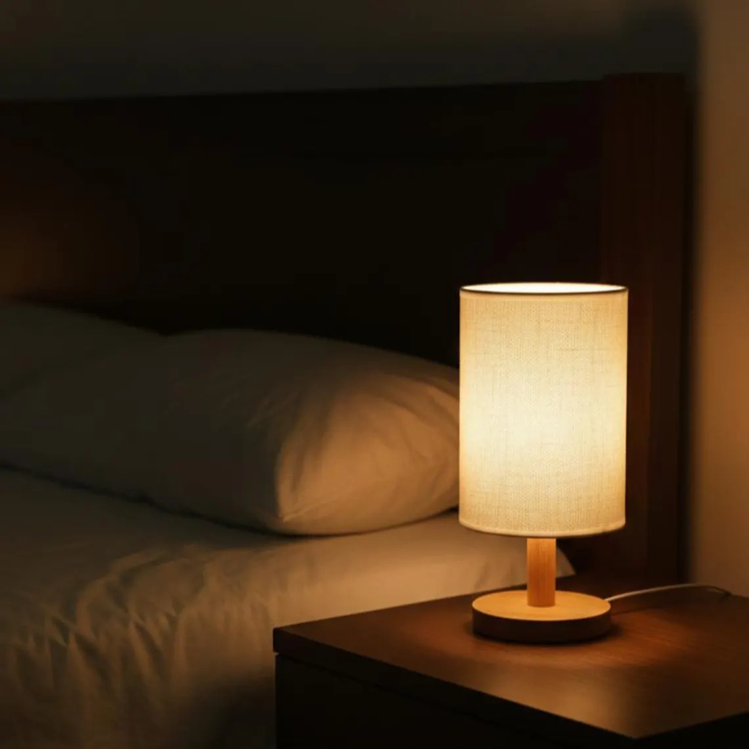 Minimalist Wooden Bedside Lamp,