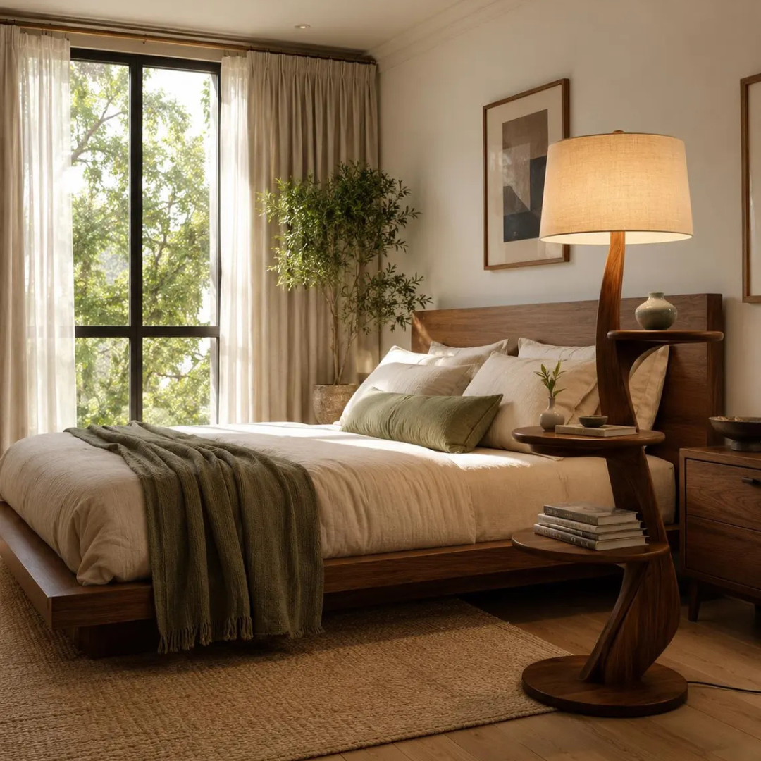 Teak Wood Floor Lamp