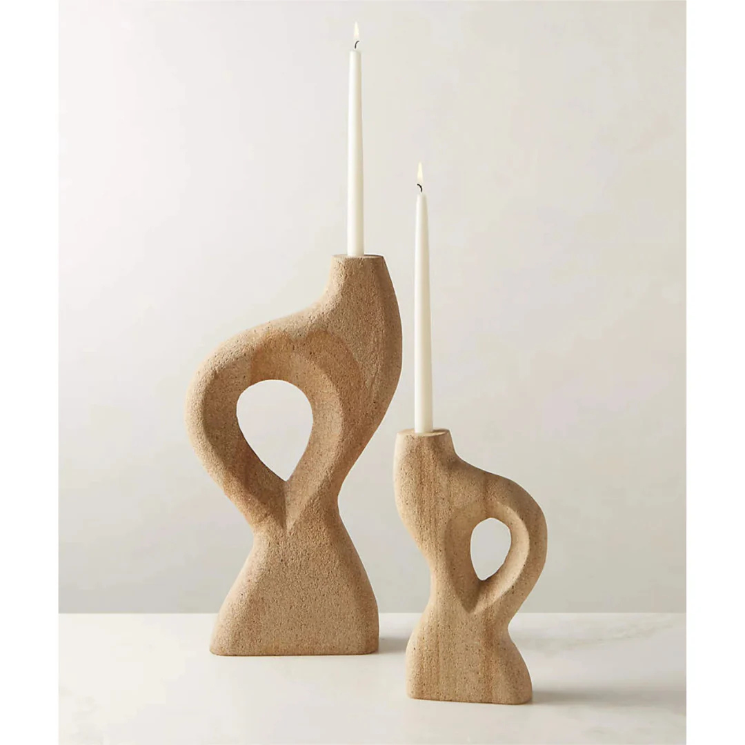 Sculptural Stone Candle Holders
