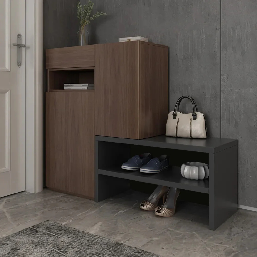 Fero Walnut Corner Shoe Storage