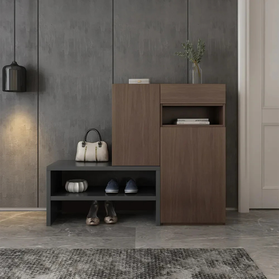 Fero Walnut Corner Shoe Storage