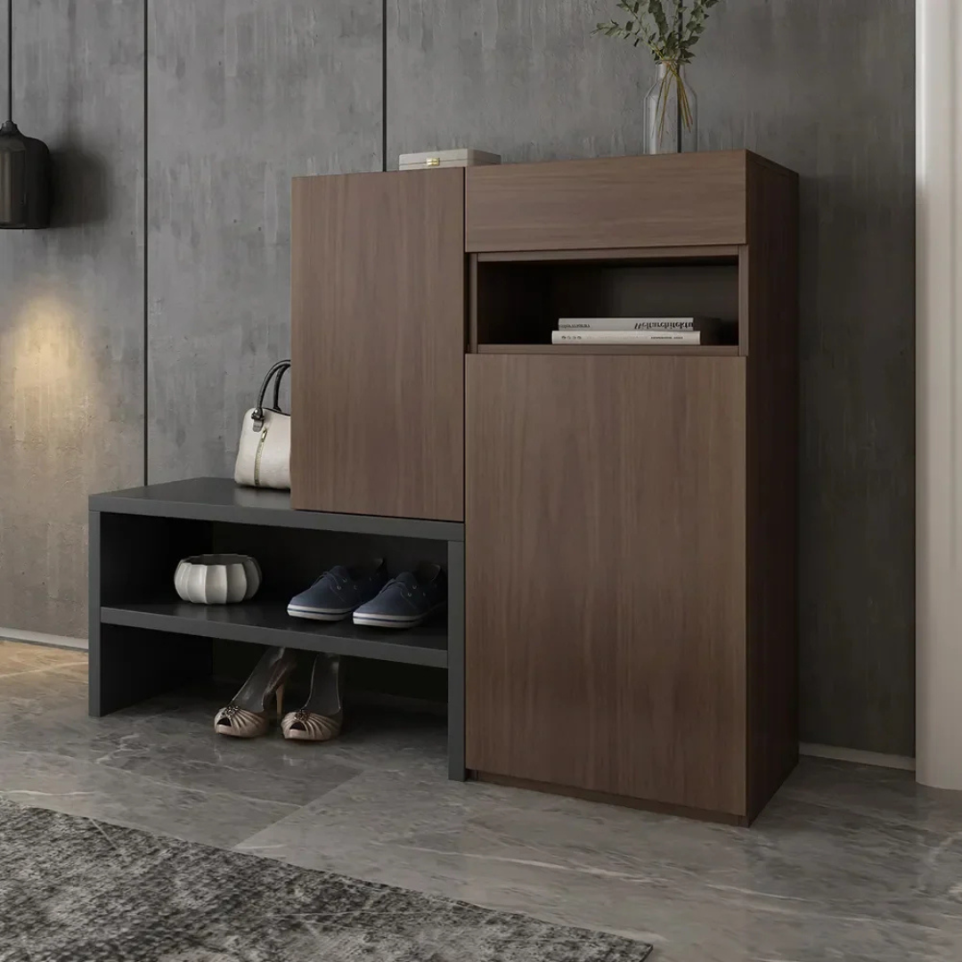 Fero Walnut Corner Shoe Storage