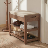 Wood Shoe Bench with Storage Drawer