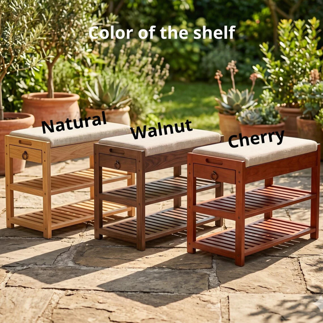 Wood Shoe Bench with Storage Drawer