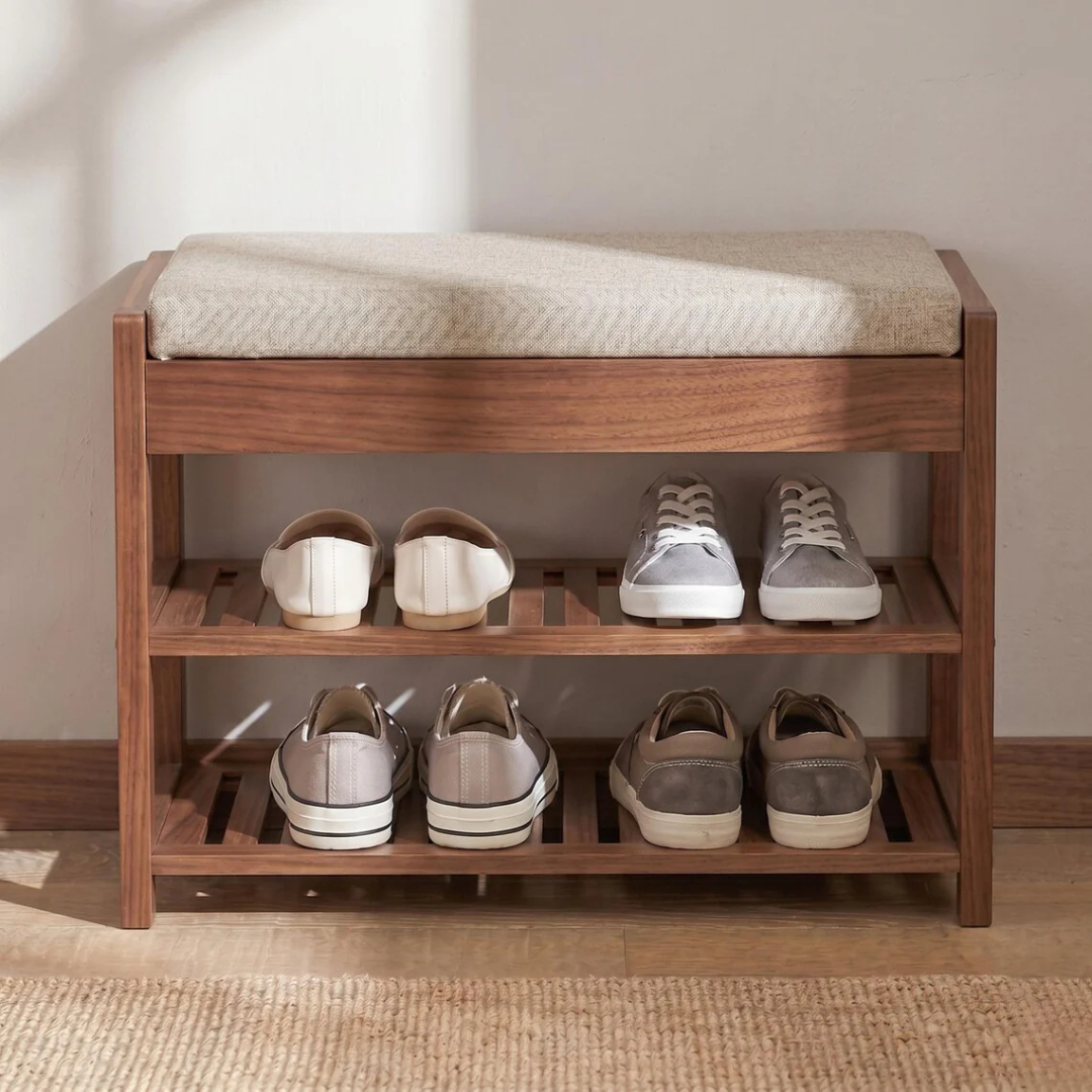 Wood Shoe Bench with Storage Drawer