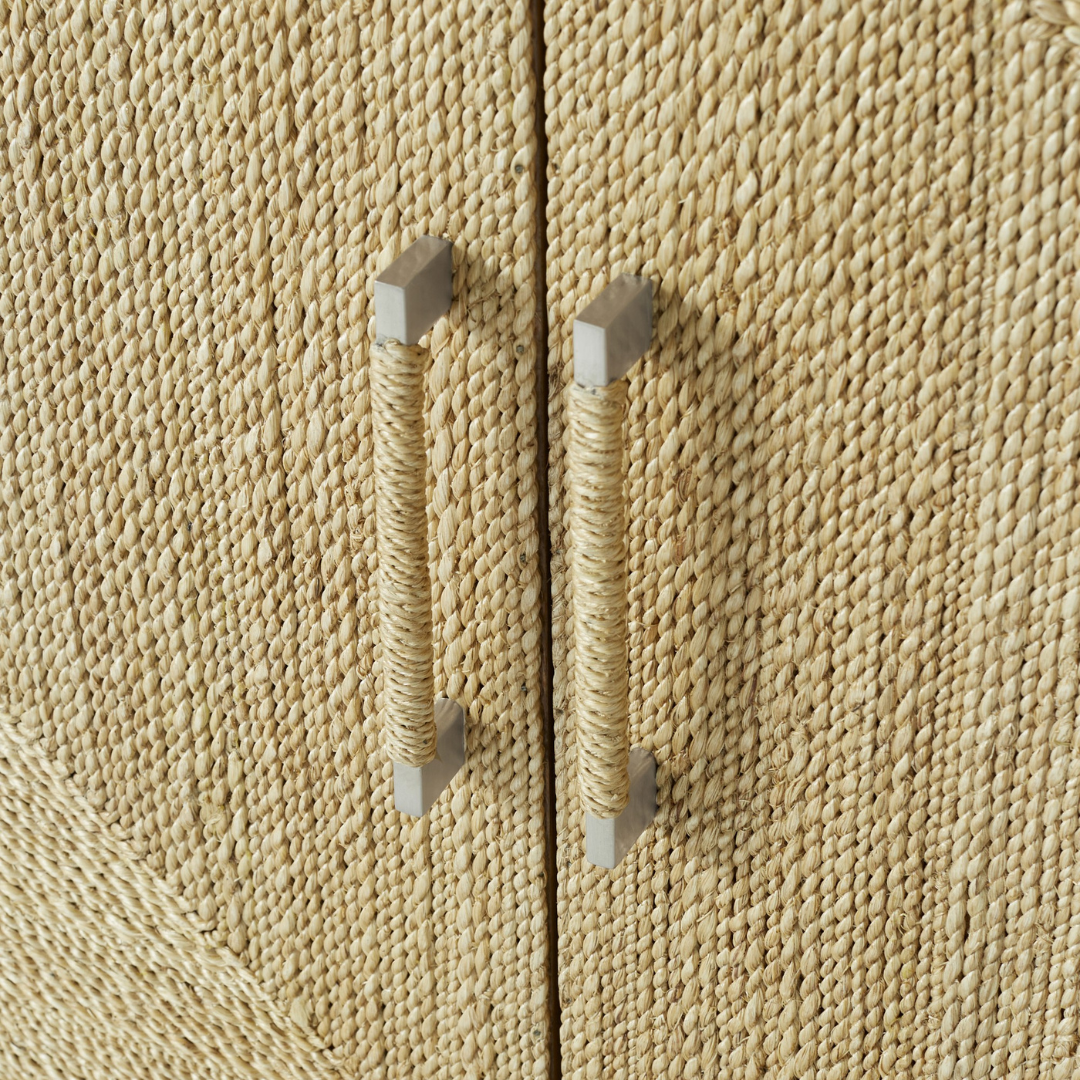 Natural rattan 4-Door Sideboard Cabinet