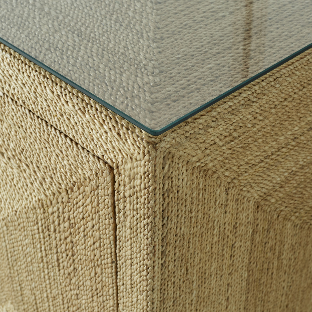 Natural rattan 4-Door Sideboard Cabinet