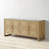 Natural rattan 4-Door Sideboard Cabinet