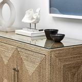 Natural rattan 4-Door Sideboard Cabinet
