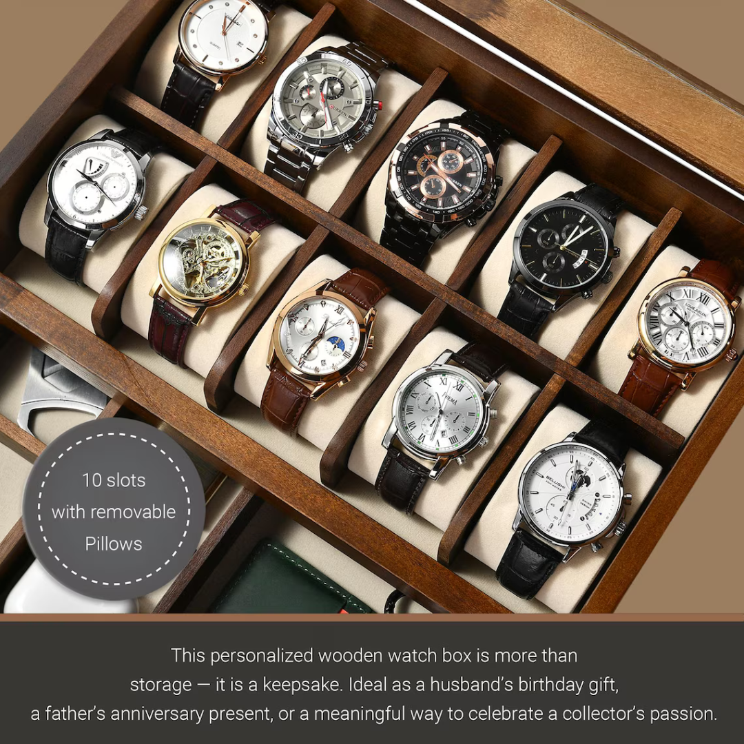 Walnut Watch Display Organizer