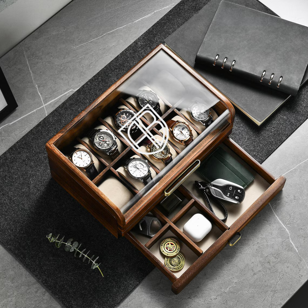 Walnut Watch Display Organizer