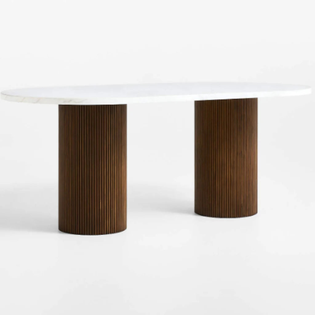 Volgograd Solid Wood & Mable Dining Table Set