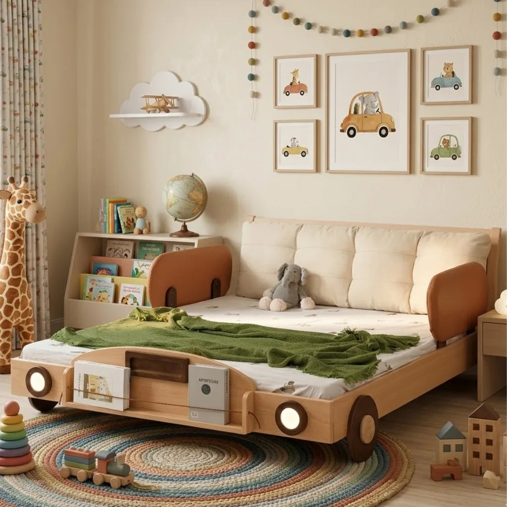 Wheel Nest Solid Wood Kids Soft Bed