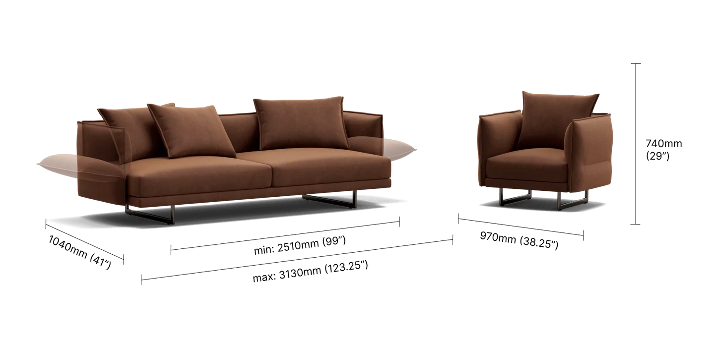 Zaza 3 Seater Sofa with Deep Seats