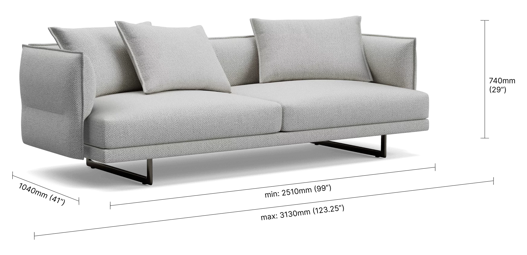 Zaza 3 Seater Sofa with Deep Seats