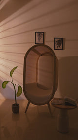 Cocoon Rattan Solid Wood Curved Wing Chair - Natural Finish