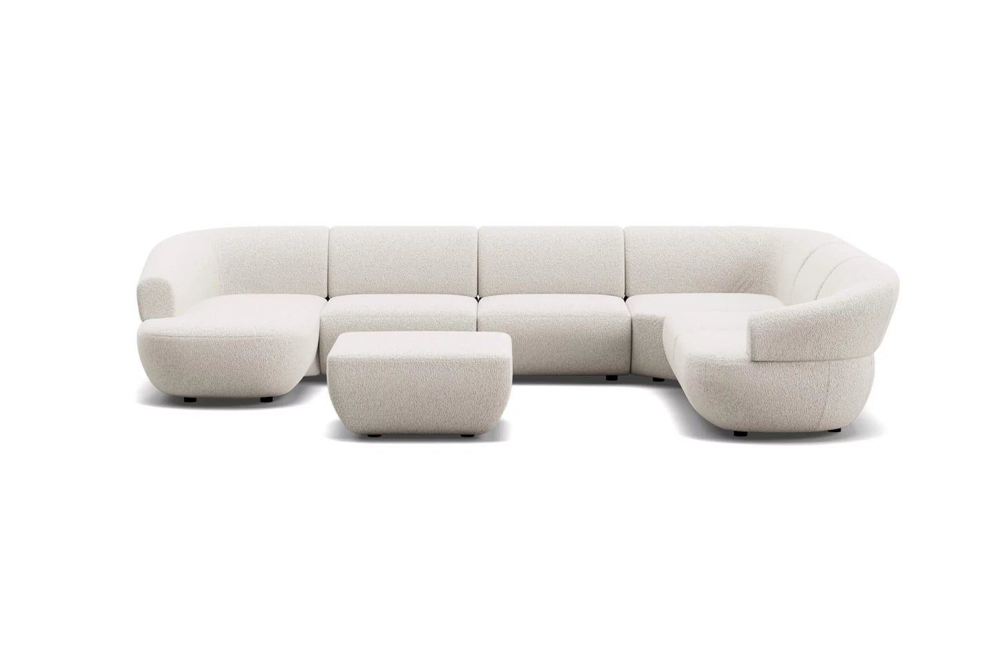 Aura Sectional Corner Sofa with Left Chaise and Square Ottoman