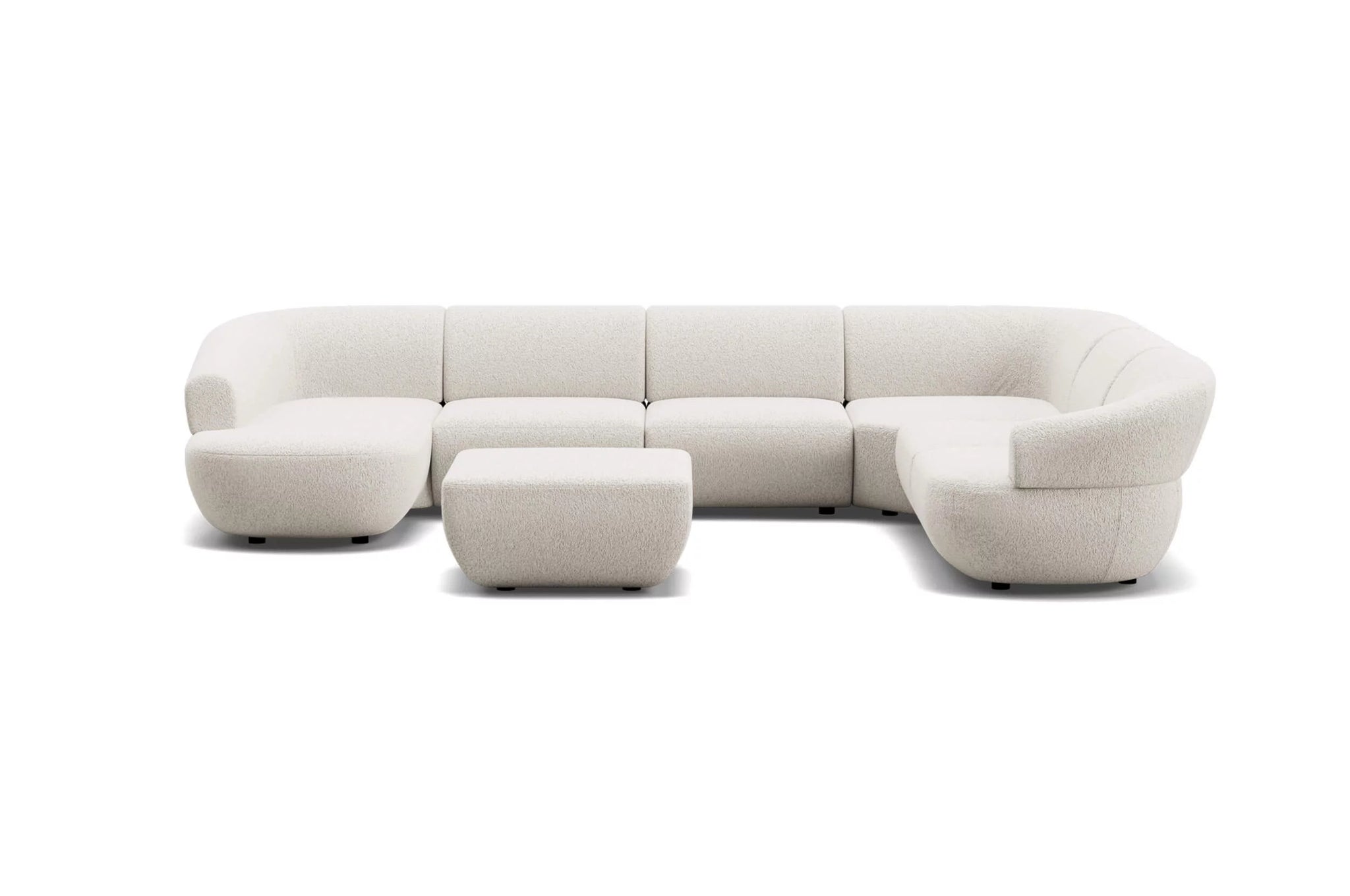 Aura Sectional Corner Sofa with Left Chaise and Square Ottoman