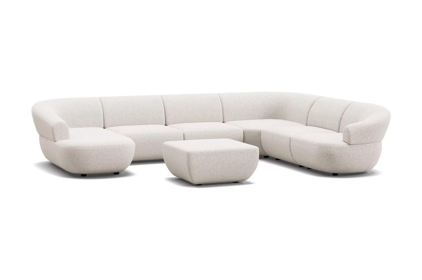 Aura Sectional Corner Sofa with Left Chaise and Square Ottoman