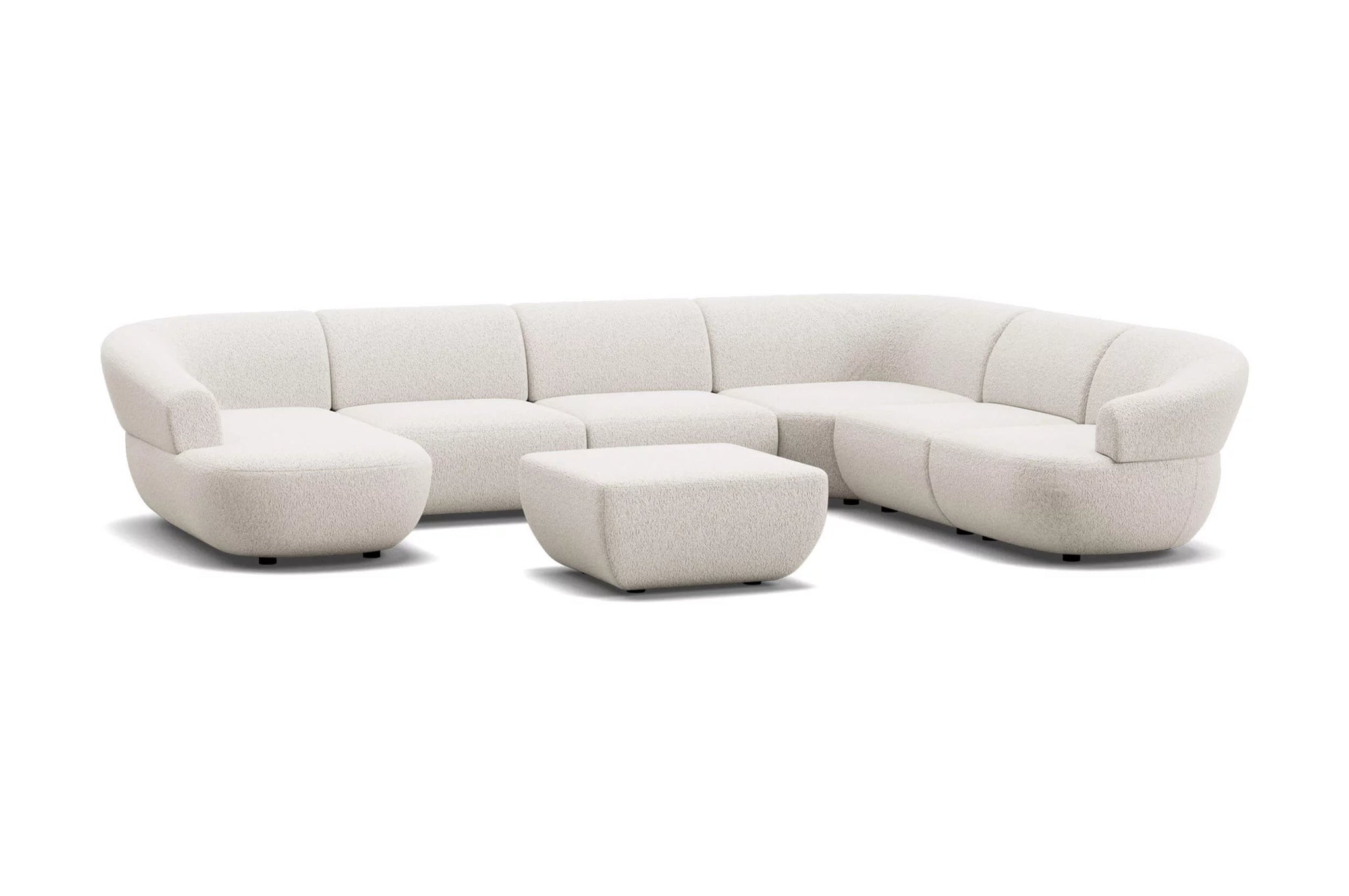 Aura Sectional Corner Sofa with Left Chaise and Square Ottoman