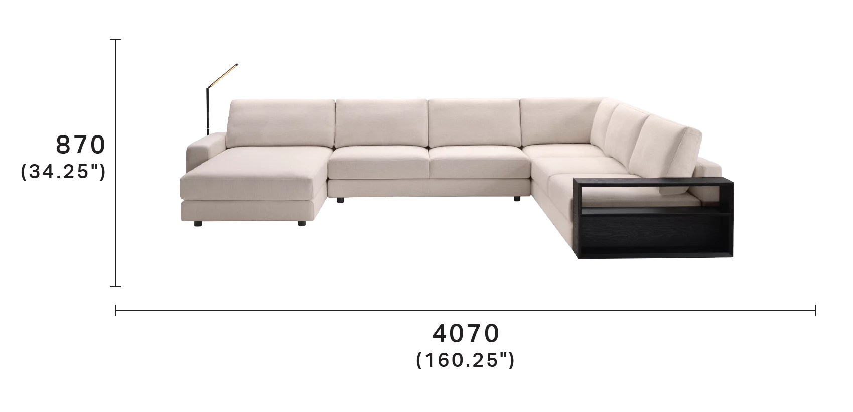Concerto Sectional Corner Sofa with Chaise and Smart Pockets™